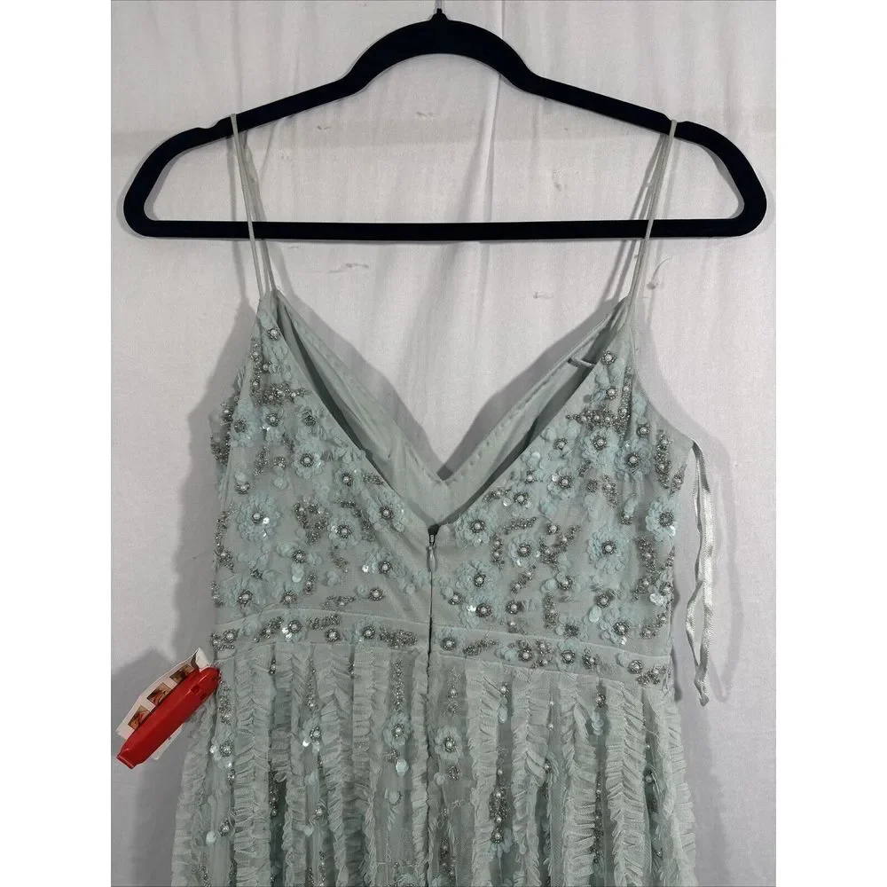 NWT Mac Duggal [ 0 ] 9166 Embellished Ruffled Spaghetti Strap A line Gown‎ Q844